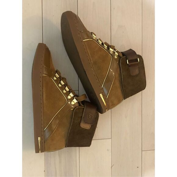 Michael Kors Women's Greenwich Suede Leather High Top Sneakers Brown Size 5M - Picture 3 of 6